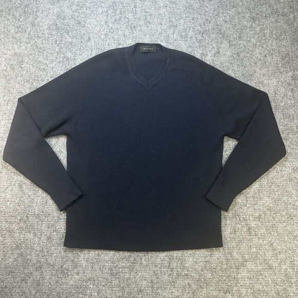 Sand Copenhagen Men's Sweater Large Black V-Neck Merino Wool European - Picture 1 of 15